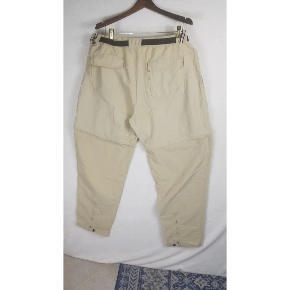 The North Face Convertible Hiking Pants Mens XXL Tan Good Zip Off Nylon Belted